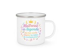 quotedazur - Mug Maîtresse de légende : elle fait même chanter les tables de multiplication - Tasse Cadeau Maîtresse Femme - Blanc/Emaillé