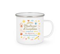 quotedazur - Mug Maîtresse d'exception : elle comprend même les dessins incompréhensibles - Tasse Cadeau Maîtresse Femme - Blanc/Emaillé
