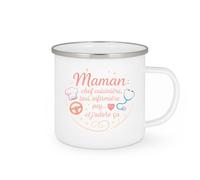 quotedazur - Mug Maman : chef cuisinière, taxi, infirmière, psy... et j'adore ça - Tasse Cadeau Maman Femme - Blanc/Emaillé