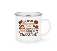 quotedazur - Mug Maman cool jusqu'à ce que quelqu'un touche au chocolat - Tasse Cadeau Maman Femme - Blanc/Emaillé