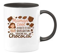 quotedazur - Mug Maman cool jusqu'à ce que quelqu'un touche au chocolat - Tasse Cadeau Maman Femme - Noir/Céramique
