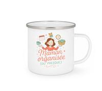 quotedazur - Mug Maman organisée (ou presque) - Tasse Cadeau Maman Femme - Blanc/Emaillé