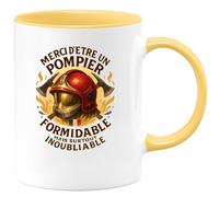 quotedazur - Mug merci d'être un pompier formidable mais surtout inoubliable - Tasse Cadeau Pompier Homme - Jaune/Céramique