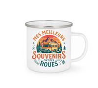 quotedazur - Mug Mes meilleurs souvenirs ont des roues - Tasse Cadeau Camping-car - Blanc/Emaillé