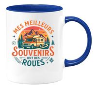 quotedazur - Mug Mes meilleurs souvenirs ont des roues - Tasse Cadeau Camping-car - Bleu/Céramique