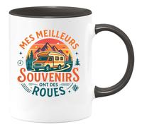 quotedazur - Mug Mes meilleurs souvenirs ont des roues - Tasse Cadeau Camping-car - Noir/Céramique