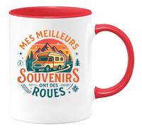 quotedazur - Mug Mes meilleurs souvenirs ont des roues - Tasse Cadeau Camping-car - Rouge/Céramique