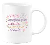 quotedazur - Mug Mode meilleure amie activé : prête à tout écouter - Tasse Cadeau Meilleure amie Femme - Blanc/Céramique