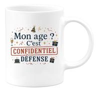 quotedazur - Mug Mon âge ? C'est confidentiel défense - Tasse Cadeau Anniversaire Femme - Blanc/Céramique