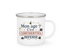 quotedazur - Mug Mon âge ? C'est confidentiel défense - Tasse Cadeau Anniversaire Femme - Blanc/Emaillé