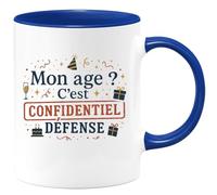quotedazur - Mug Mon âge ? C'est confidentiel défense - Tasse Cadeau Anniversaire Femme - Bleu/Céramique