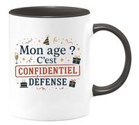 quotedazur - Mug Mon âge ? C'est confidentiel défense - Tasse Cadeau Anniversaire Femme - Noir/Céramique