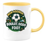 quotedazur - Mug mon agenda : boulot, dodo, foot - Tasse Cadeau Football Homme - Jaune/Céramique
