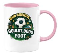 quotedazur - Mug mon agenda : boulot, dodo, foot - Tasse Cadeau Football Homme - Rose/Céramique