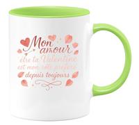 quotedazur - Mug Mon amour, être ta Valentine est mon rôle préféré depuis toujours - Tasse Cadeau Amour, Saint-Valentin, Couple Homme - Vert/Céramique