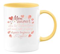 quotedazur - Mug Mon amour, être ta Valentine est mon rôle préféré depuis toujours - Tasse Cadeau Amour, Saint-Valentin, Couple Homme - Jaune/Céramique