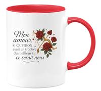 quotedazur - Mug Mon amour, si Cupidon avait un trophée du meilleur tir, ce serait nous - Tasse Cadeau Amour, Saint-Valentin, Couple Femme - Rouge/Céramique