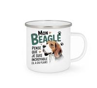 quotedazur - Mug Mon beagle pense que je suis incroyable (il a du flair) - Tasse Cadeau Beagle Femme - Blanc/Emaillé