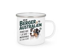 quotedazur - Mug Mon berger australien pense que je suis incroyable (il a du flair) - Tasse Cadeau Berger Australien Femme - Blanc/Emaillé