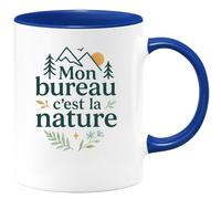 quotedazur - Mug Mon bureau c'est la nature - Tasse Cadeau Vanlife - Bleu/Céramique