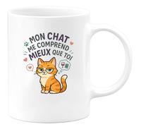 quotedazur - Mug Mon chat me comprend mieux que toi - Tasse Cadeau Humour Femme - Blanc/Céramique