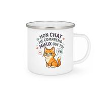 quotedazur - Mug Mon chat me comprend mieux que toi - Tasse Cadeau Humour Femme - Blanc/Emaillé