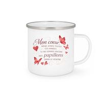 quotedazur - Mug Mon coeur, même après toutes ces années, tu me donnes encore des papillons dans le ventre - Tasse Cadeau Amour, Saint-Valentin, Couple Femme - Blanc/Emaillé