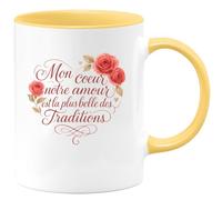 quotedazur - Mug Mon cœur, notre amour est la plus belle des traditions - Tasse Cadeau Amour, Saint-Valentin, Couple Homme - Jaune/Céramique