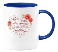 quotedazur - Mug Mon cœur, notre amour est la plus belle des traditions - Tasse Cadeau Amour, Saint-Valentin, Couple Homme - Bleu/Céramique
