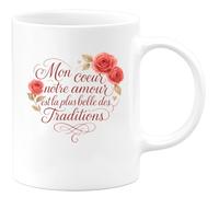 quotedazur - Mug Mon cœur, notre amour est la plus belle des traditions - Tasse Cadeau Amour, Saint-Valentin, Couple Homme - Blanc/Céramique