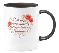 quotedazur - Mug Mon cœur, notre amour est la plus belle des traditions - Tasse Cadeau Amour, Saint-Valentin, Couple Homme - Noir/Céramique