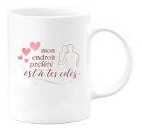 quotedazur - Mug mon endroit préféré est à tes côtés - Tasse Cadeau Saint-Valentin, Amour, Couple Femme - Blanc/Céramique