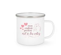 quotedazur - Mug mon endroit préféré est à tes côtés - Tasse Cadeau Saint-Valentin, Amour, Couple Femme - Blanc/Emaillé