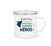quotedazur - Mug Mon futur parrain mon futur super héros - Tasse Cadeau Baptême Demande Futur Parrain Homme - Blanc/Emaillé