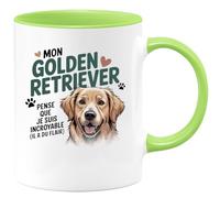 quotedazur - Mug Mon golden retriever pense que je suis incroyable (il a du flair) - Tasse Cadeau Golden Retriever Femme - Vert/Céramique