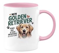 quotedazur - Mug Mon golden retriever pense que je suis incroyable (il a du flair) - Tasse Cadeau Golden Retriever Femme - Rose/Céramique