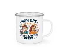 quotedazur - Mug Mon GPS c'est ma femme, je suis toujours perdu - Tasse Cadeau Humour Homme - Blanc/Emaillé