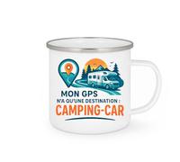 quotedazur - Mug Mon GPS n'a qu'une destination : camping-car - Tasse Cadeau Camping-car - Blanc/Emaillé