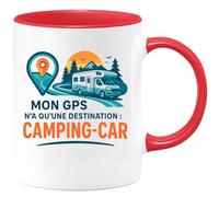 quotedazur - Mug Mon GPS n'a qu'une destination : camping-car - Tasse Cadeau Camping-car - Rouge/Céramique