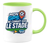 quotedazur - Mug mon GPS ne connait que le stade - Tasse Cadeau Football Homme - Vert/Céramique