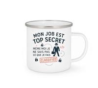quotedazur - Mug Mon job est top secret, même moi je ne sais pas ce que je fais - Tasse Cadeau Collègue - Blanc/Emaillé