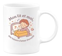 quotedazur - Mug Mon lit et moi, une histoire d'amour éternelle - Tasse Cadeau Humour Femme - Blanc/Céramique