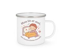 quotedazur - Mug Mon lit et moi, une histoire d'amour éternelle - Tasse Cadeau Humour Femme - Blanc/Emaillé