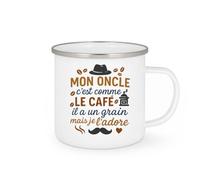 quotedazur - Mug Mon oncle c'est comme le café, il a un grain mais je l'adore - Tasse Cadeau Oncle Homme - Blanc/Emaillé