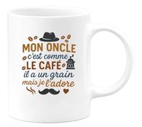 quotedazur - Mug Mon oncle c'est comme le café, il a un grain mais je l'adore - Tasse Cadeau Oncle Homme - Blanc/Céramique