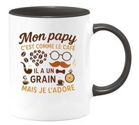 quotedazur - Mug Mon papy c'est comme le café, il a un grain mais je l'adore - Tasse Cadeau Papy, Fête Des Grand-pères Homme - Noir/Céramique