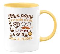 quotedazur - Mug Mon papy c'est comme le café, il a un grain mais je l'adore - Tasse Cadeau Papy, Fête Des Grand-pères Homme - Jaune/Céramique