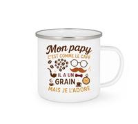 quotedazur - Mug Mon papy c'est comme le café, il a un grain mais je l'adore - Tasse Cadeau Papy, Fête Des Grand-pères Homme - Blanc/Emaillé