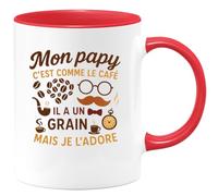 quotedazur - Mug Mon papy c'est comme le café, il a un grain mais je l'adore - Tasse Cadeau Papy, Fête Des Grand-pères Homme - Rouge/Céramique