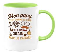 quotedazur - Mug Mon papy c'est comme le café, il a un grain mais je l'adore - Tasse Cadeau Papy, Fête Des Grand-pères Homme - Vert/Céramique